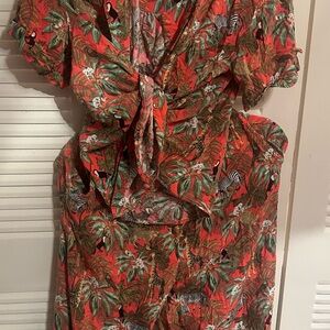 Tropical Print Tie-Front Dress